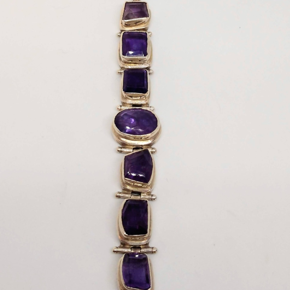 Faceted Amethyst Sterling Bracelet